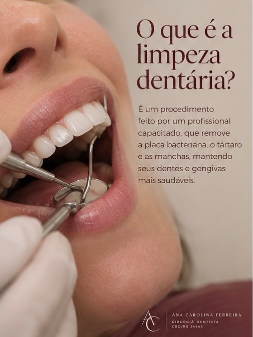 Publicação sobre limpeza dentária e saúde bucal